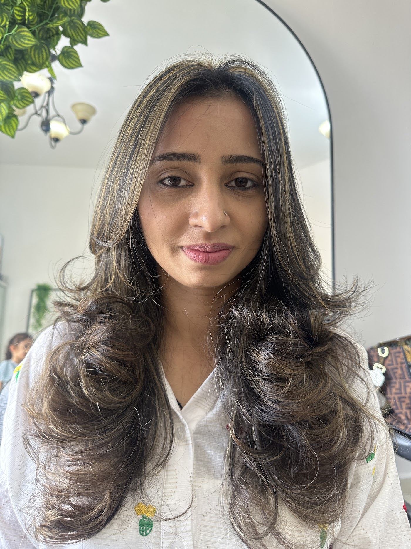 Smooth layered hair after treatment